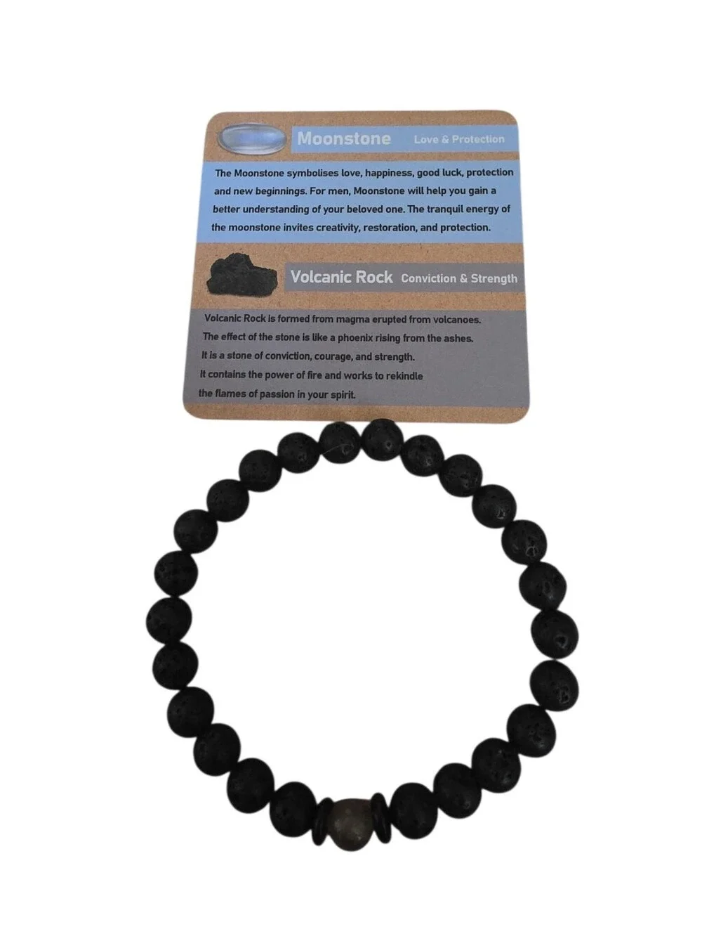 Themerol Lava Bead & Moonstone Bracelet